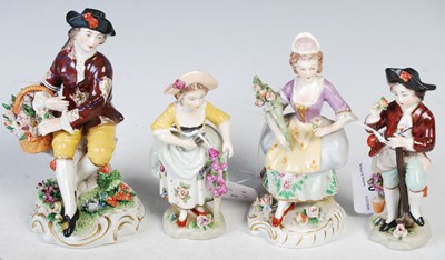 Lot 50 - Two pairs of Sitzendorf Porcelain figure...