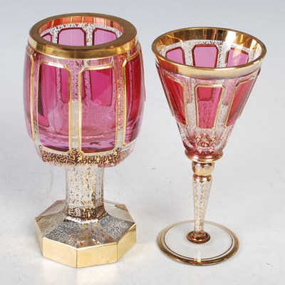 Lot 52 - A Venetian glass clear and ruby overlaid...