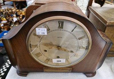 Lot 386 - An Art Deco Smiths mantle clock with Roman...