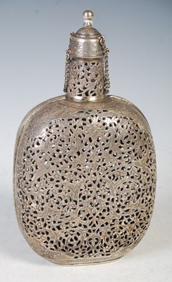 Lot 119 - A Persian white metal decanter and cover,...