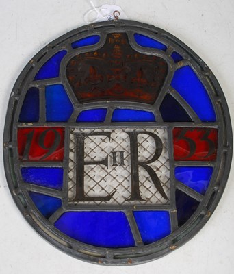 Lot 99 - Royal interest: a stained and leaded glass...