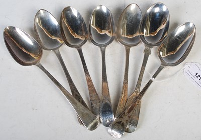 Lot 121 - A collection of silver bright cut flatware to...