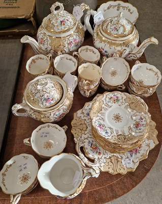 Lot 396 - A Victorian hand-painted part tea set with...