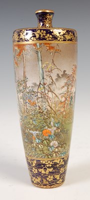 Lot 610 - A fine Japanese Satsuma pottery blue ground...