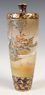 Lot 610 - A fine Japanese Satsuma pottery blue ground...