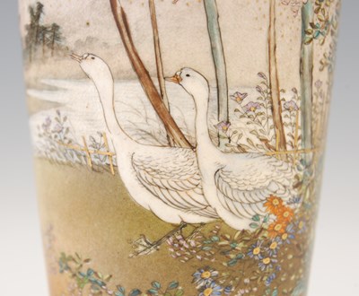 Lot 610 - A fine Japanese Satsuma pottery blue ground...