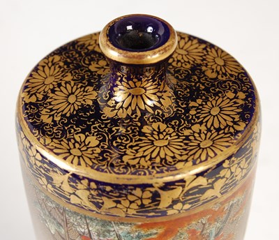 Lot 610 - A fine Japanese Satsuma pottery blue ground...