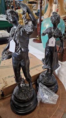 Lot 406 - After Victor Russeau, two spelter figures each...