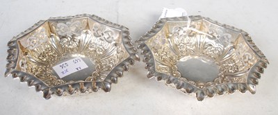 Lot 137 - A pair of Birmingham silver octagonal shaped...