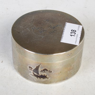 Lot 138 - An Eastern silver circular box and cover, the...