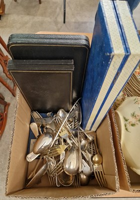 Lot 413 - Box - assorted EP flatware to include two...