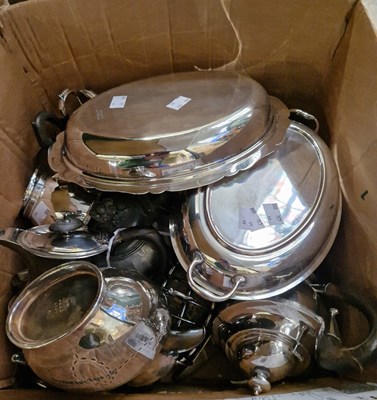 Lot 416 - Box - mainly EPNS ware to include teapot,...