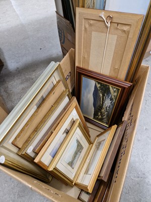 Lot 421 - A box of assorted decorative pictures and...