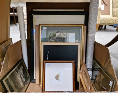 Lot 422 - A box of decorative pictures and prints to...