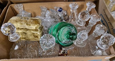 Lot 424 - Two boxes of assorted glassware to include...