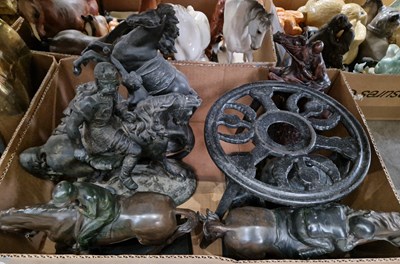 Lot 428 - A box containing assorted spelter and resin...