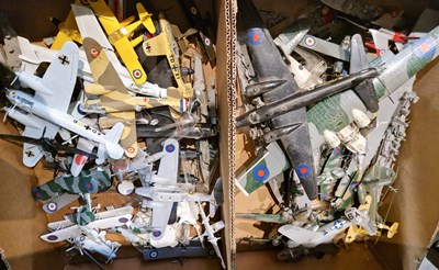 Lot 445 - Two boxes of assorted military model aircraft...