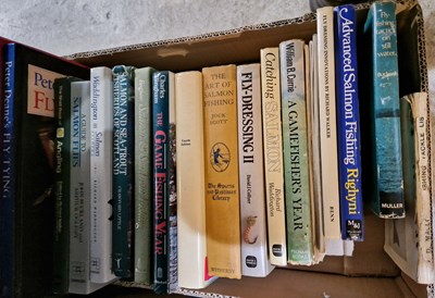 Lot 450 - A box of assorted books mainly fishing...