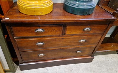 Lot 558 - A 19th century stained pine chest of two short...