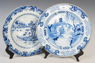 Lot 173 - Two Chinese blue and white porcelain circular...