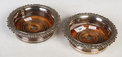 Lot 194 - A pair of Sheffield plate bottle stands with...