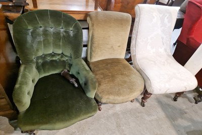 Lot 614 - Three assorted late 19th century upholstered...