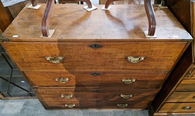 Lot 763 - A 19th century teak and brass bound two-part...