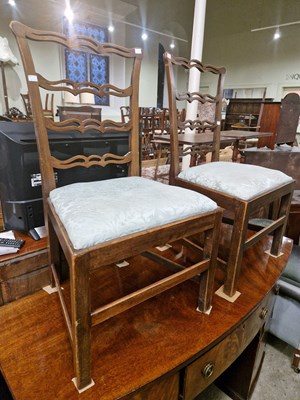 Lot 633 - A pair of 19th century mahogany ladder-back...