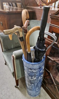 Lot 635 - A Japanese blue and white stick stand...