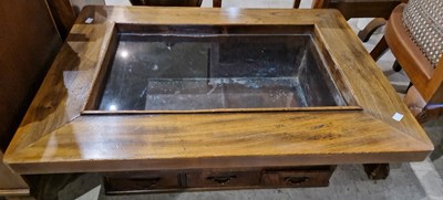 Lot 645 - A stained wood Japanese Hibachi with glass...