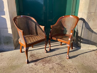 Lot 646 - A pair of 19th century canework tub chairs,...