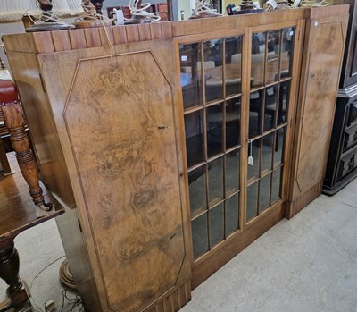 Lot 649 - A walnut Art Deco display cabinet, centred...