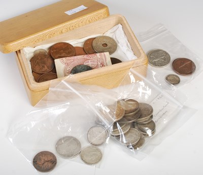 Lot 193C - A box of assorted coins to include copper...