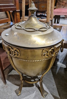 Lot 661 - A Regency style brass fuel bin with detachable...