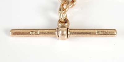 Lot 450 - A 9ct gold Albert chain with T-bar suspension,...