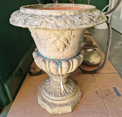 Lot 665 - A late 19th century fire clay garden urn,...