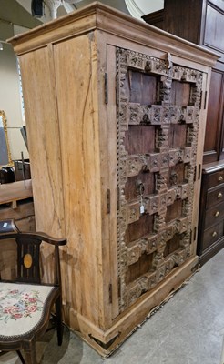 Lot 675 - A blonde wood Eastern buffet cabinet with two...