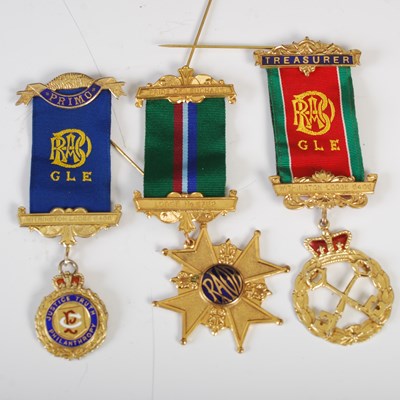 Lot 185H - Two silver gilt and enamel Masonic medals,...
