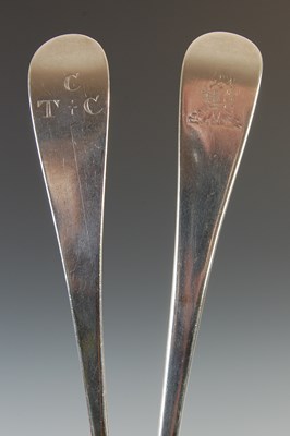 Lot 385 - Four Georgian silver table spoons, to include;...