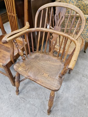 Lot 684 - A 19th century elm Windsor chair, together...