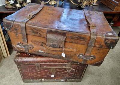 Lot 689 - A 19th century leather and metal bound travel...