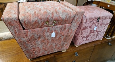 Lot 699 - Two 20th century upholstered ottomans.