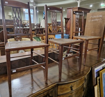 Lot 713 - Three antique mahogany and inlaid chairs with...