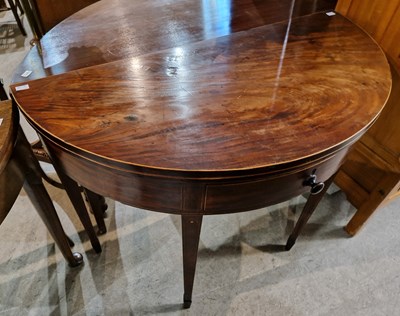 Lot 722 - A Georgian mahogany and inlaid demi-lune...