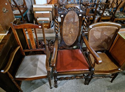 Lot 728 - A group of three antique chairs comprising a...