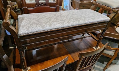 Lot 576 - A late 19th century mahogany duet piano stool...