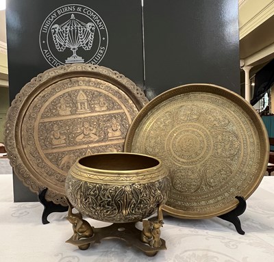 Lot 536 - Three pieces of Eastern brassware comprising...