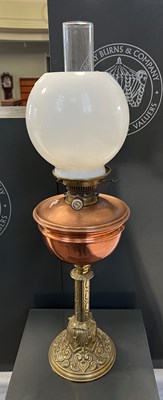 Lot 421 - A late 19th / early 20th century paraffin lamp,...