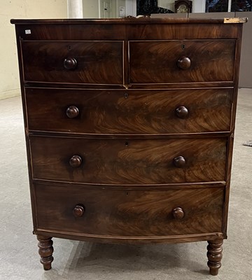 Lot 801 - A 19th century mahogany tall bowfront chest of...