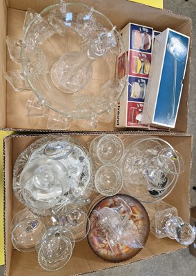 Lot 652 - Two boxes of assorted glassware to include a...